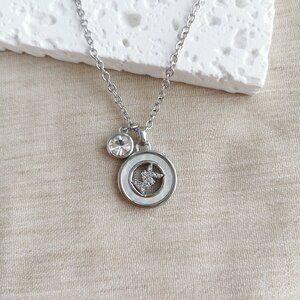 ✨Michael Kors✨ Crystal Logo Triple Charm Necklace Silver